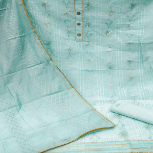 Blue Festive Wear Sequecne Embroidery Modal Dress Material - Peachmode