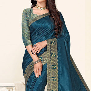 Blue Festive Wear Solid Art Silk Saree - Peachmode