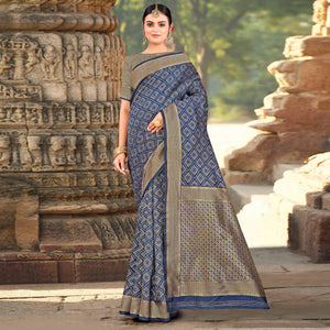 Blue Festive Wear Woven Art Silk Saree - Peachmode