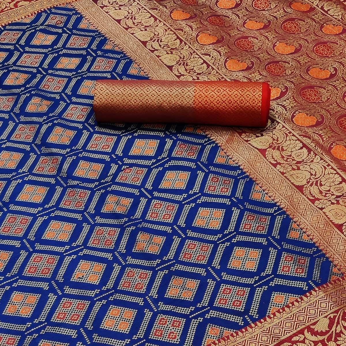 Blue Festive Wear Woven Heavy Banarasi Silk Saree - Peachmode