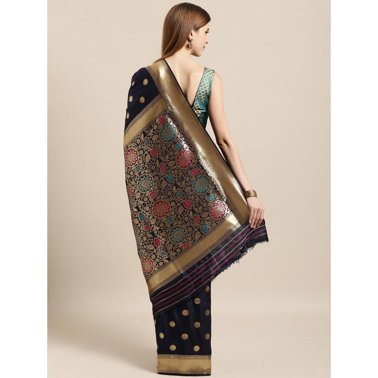 Blue Festive Wear Woven Kanjivaram Silk Saree - Peachmode