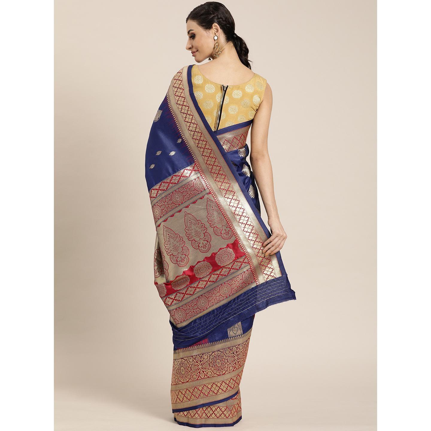 Blue Festive Wear Woven Kanjivaram Silk Saree - Peachmode