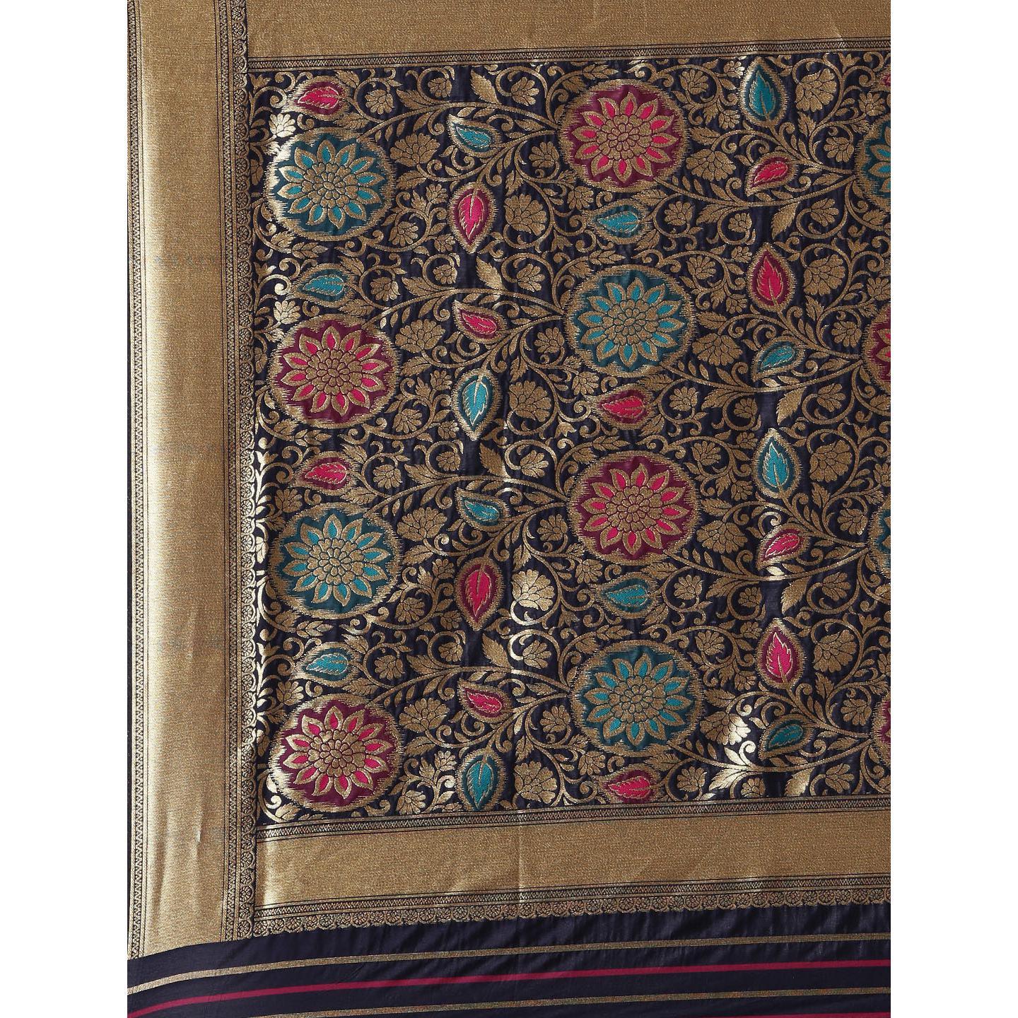 Blue Festive Wear Woven Kanjivaram Silk Saree - Peachmode