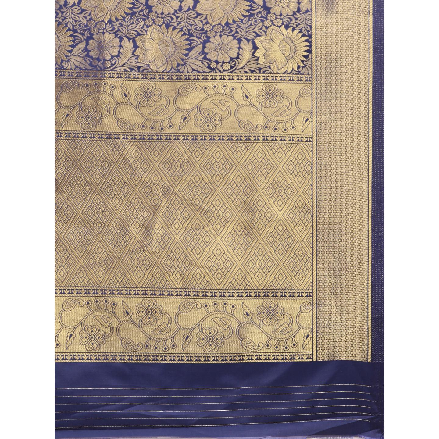 Blue Festive Wear Woven Kanjivaram Silk Saree - Peachmode
