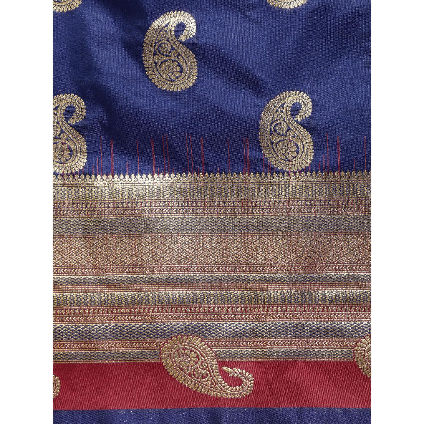 Blue Festive Wear Woven Kanjivaram Silk Saree - Peachmode