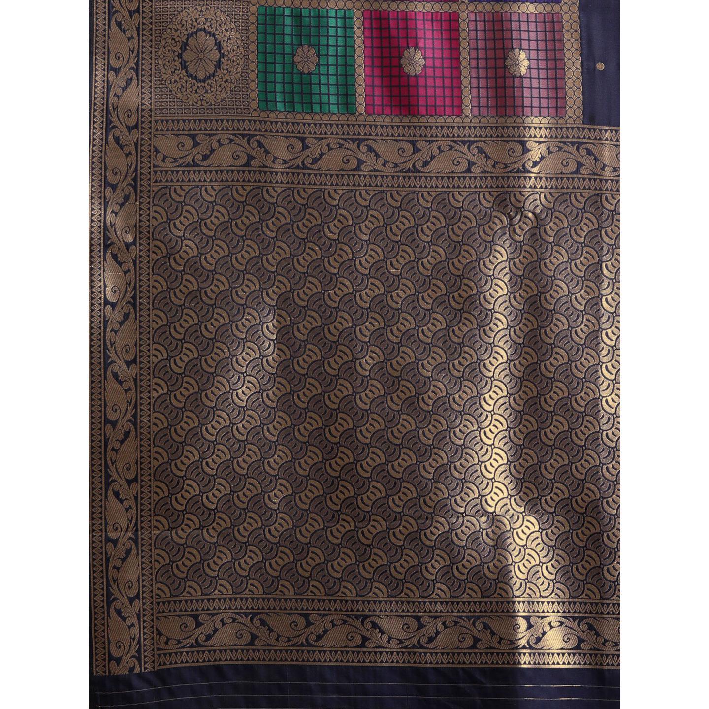 Blue Festive Wear Woven Kanjivaram Silk Saree - Peachmode