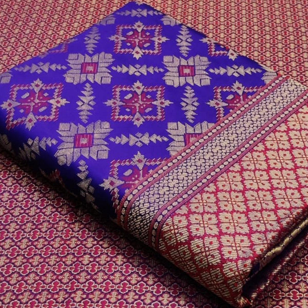 Blue Festive Wear Woven Patola Silk Saree - Peachmode