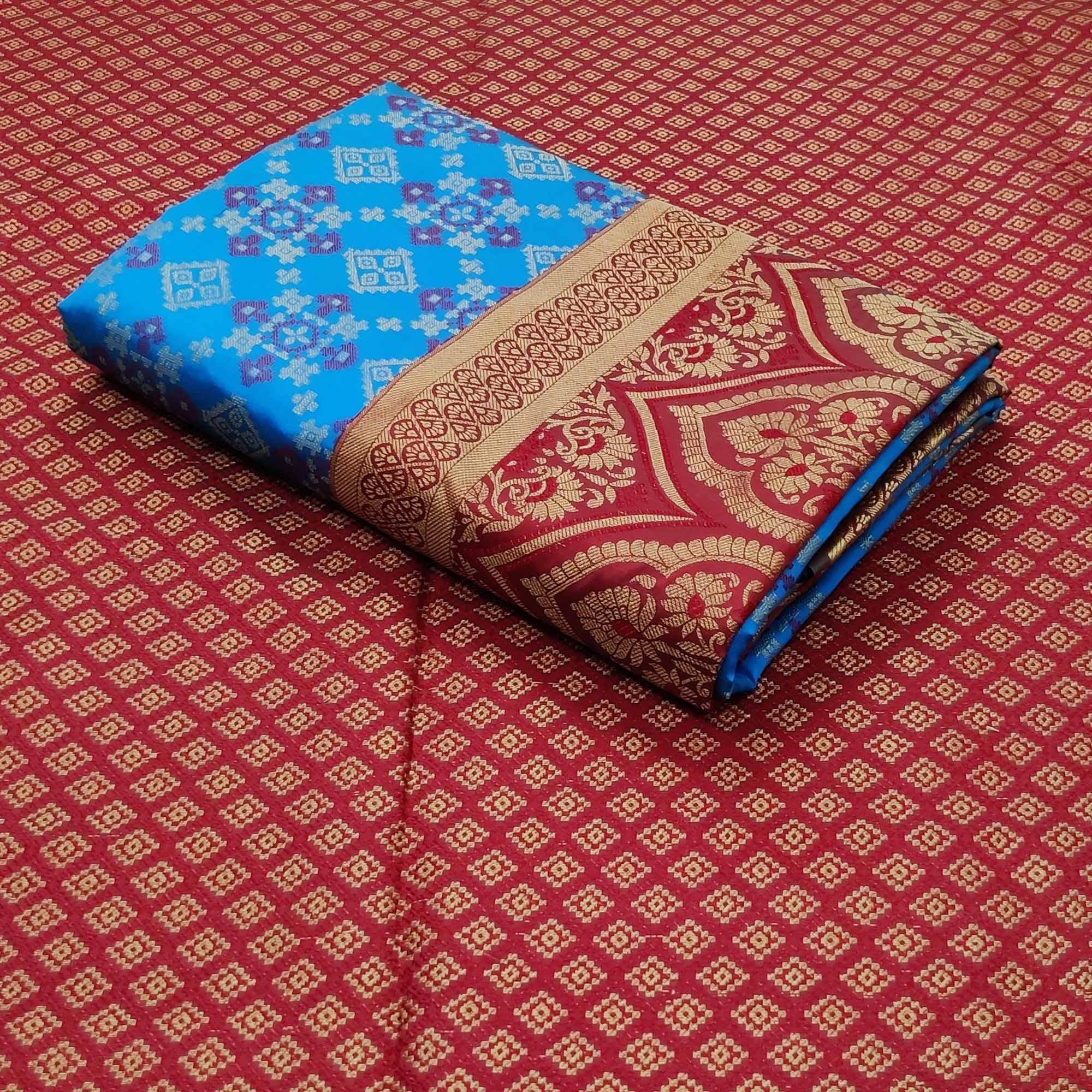 Blue Festive Wear Woven Patola Silk Saree - Peachmode