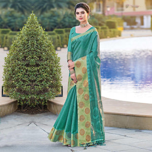 Blue Festive Wear Woven Silk Saree - Peachmode