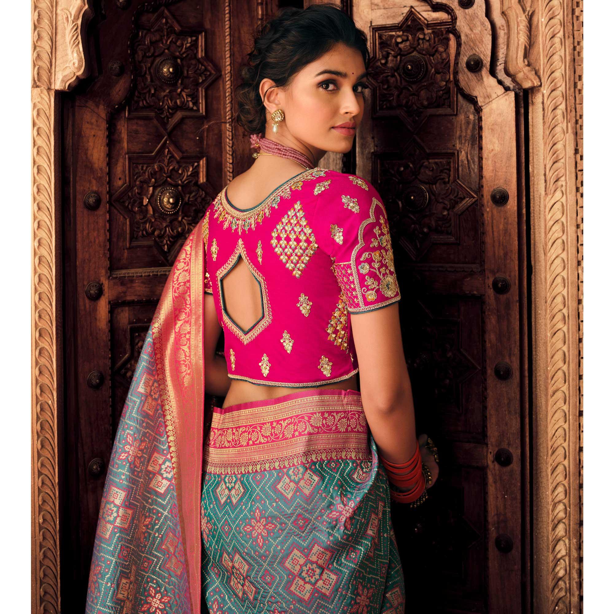 Blue Festive Wear Woven Silk Saree - Peachmode