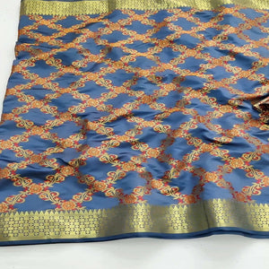 Blue Festive Wear Woven Silk Saree With Meena Butta Rich Pallu - Peachmode
