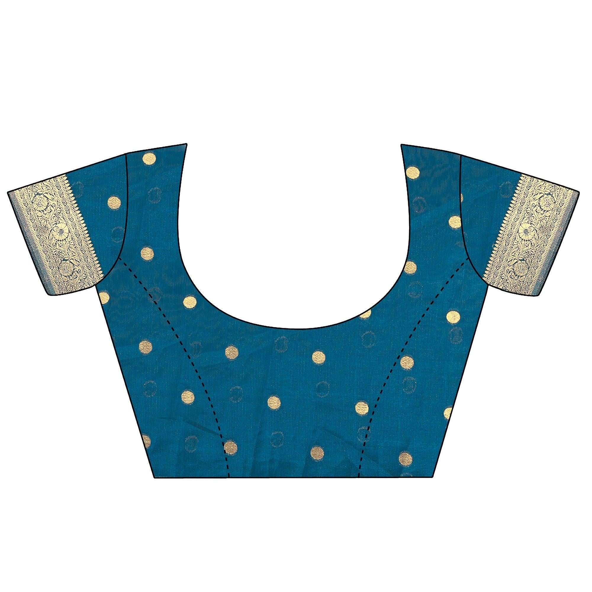 Blue Festive Wear Woven Soft Banarasi Silk Saree - Peachmode