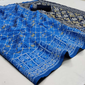Blue Festive Wear Woven Soft Silk Patola Saree - Peachmode