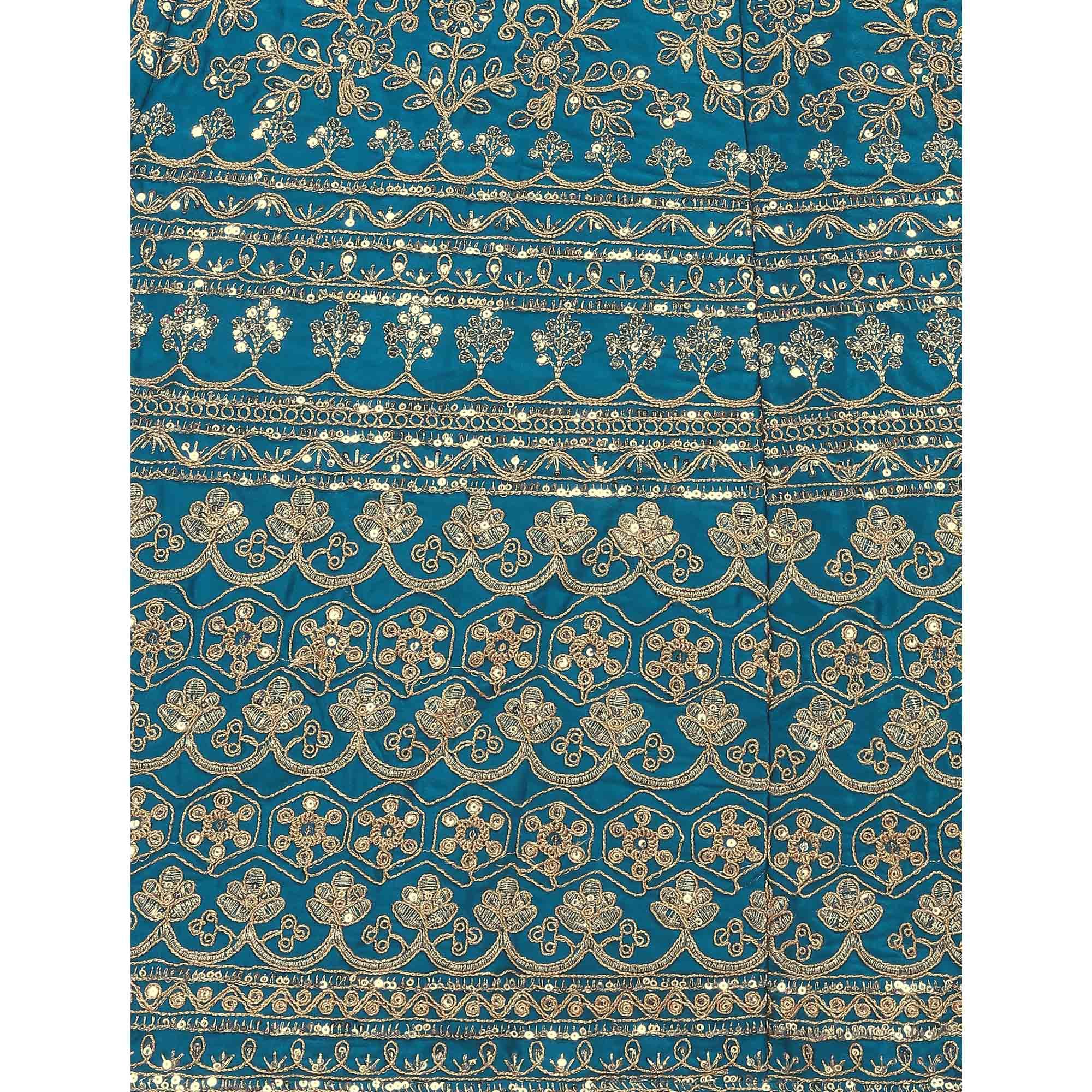 Blue Party Wear Sequence Embroidered Silk Lehenga Choli - Peachmode