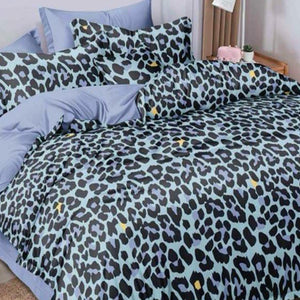 Blue Poly Cotton Double Bedsheet with Pillow Cover - Peachmode