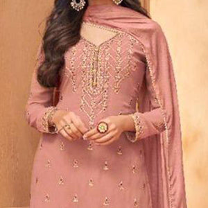 Blush Partywear Designer Embroidery Heavy Faux Georgette  Salwar suit - Peachmode