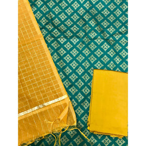 Bottle Green Festive Wear Woven Banarasi Silk Dress Material - Peachmode