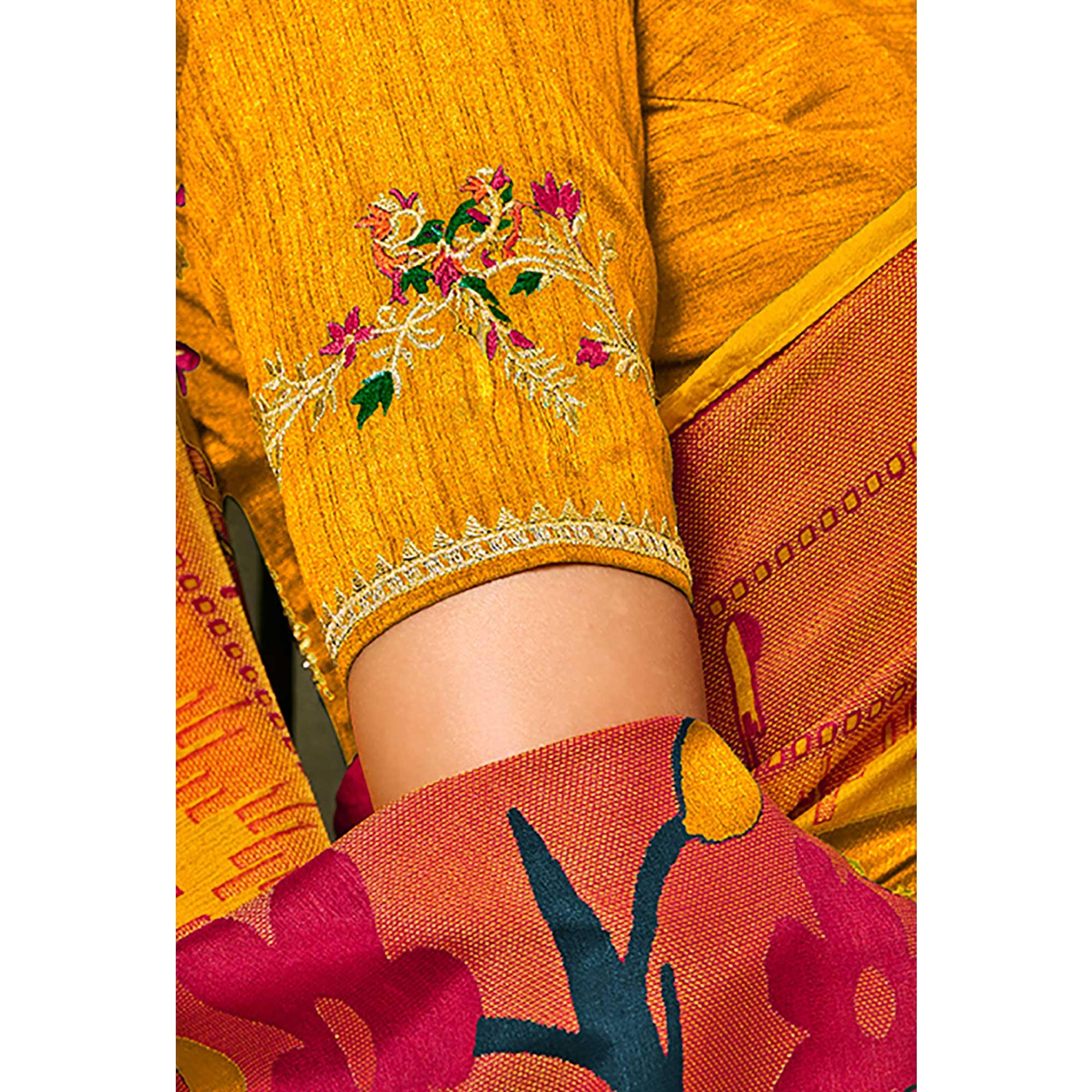 Bottle Green Geometric Printed Brasso Saree With Tassels - Peachmode