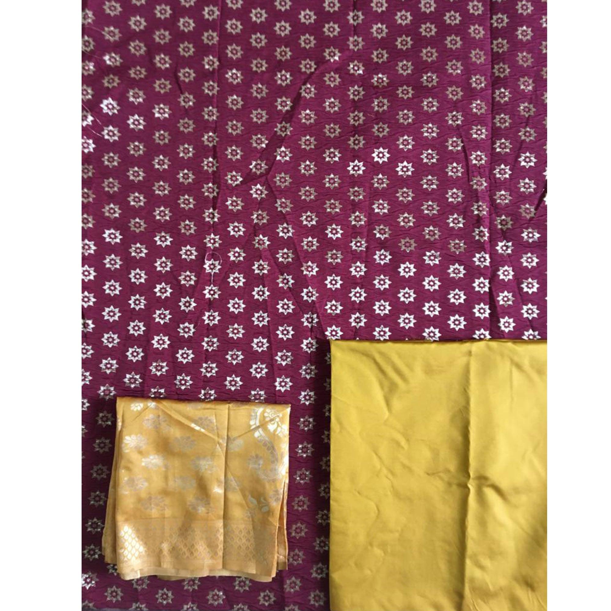 Breathtaking Maroon Colored Casual Wear Woven Banarasi Silk Dress Material - Peachmode
