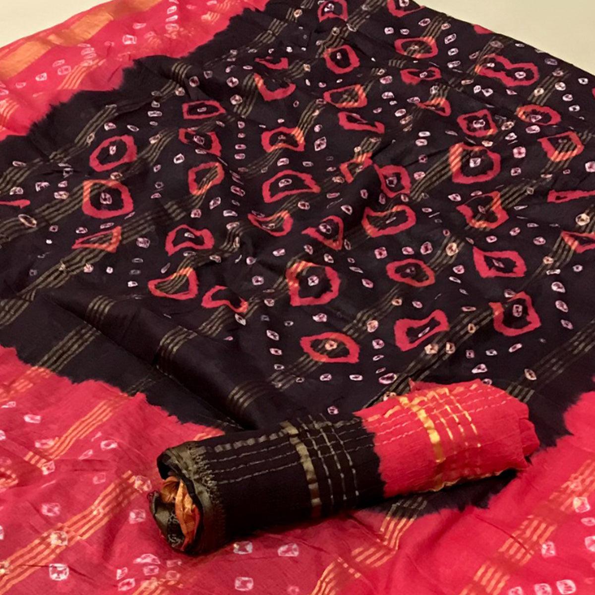 Brown Casual Wear Printed Pure Cotton Saree - Peachmode