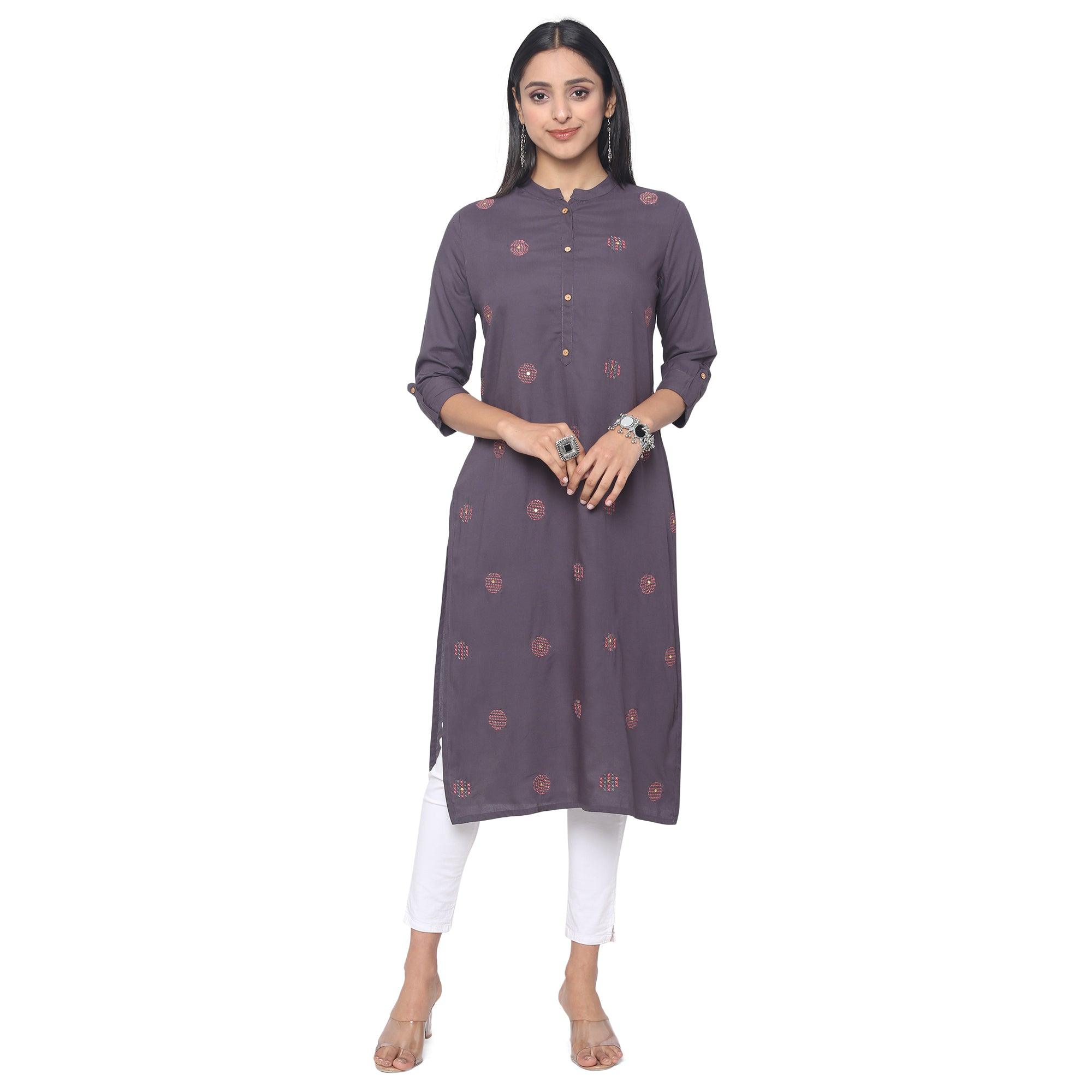 Brown Casual Wear Printed Rayon Kurti - Peachmode