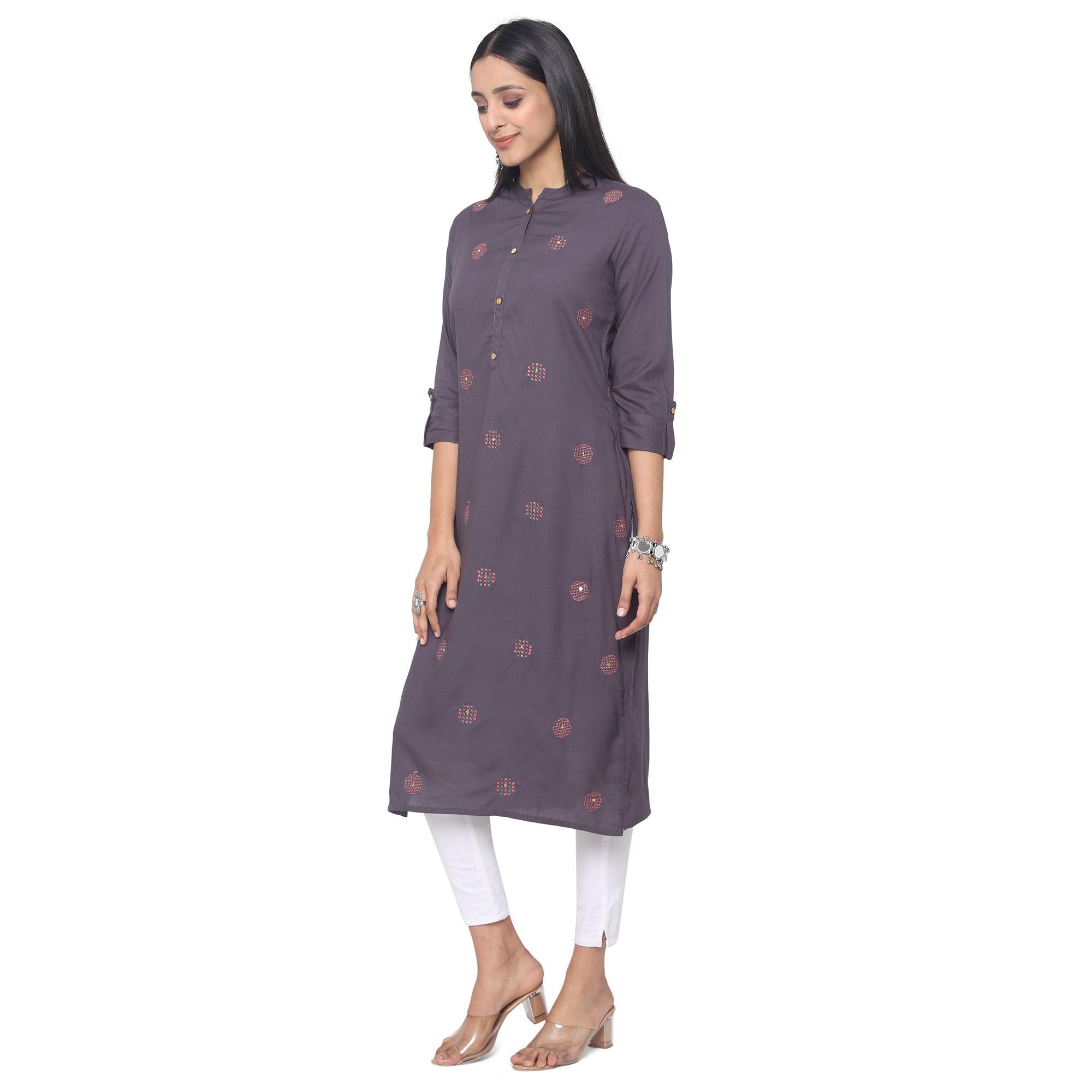 Brown Casual Wear Printed Rayon Kurti - Peachmode