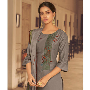 Brown Partywear Heavy Hand Work Bemberg Silk Suit - Peachmode