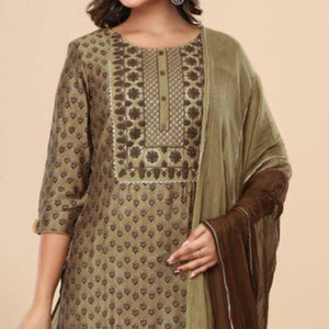 Brown Printed Pure Cotton Sharara Suit - Peachmode
