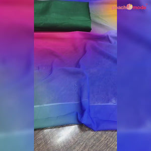 Multicolored Digital Printed Georgette Saree