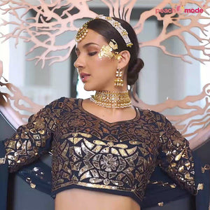 Navy Blue Sequins Embroidered Georgette Lehenga Choli