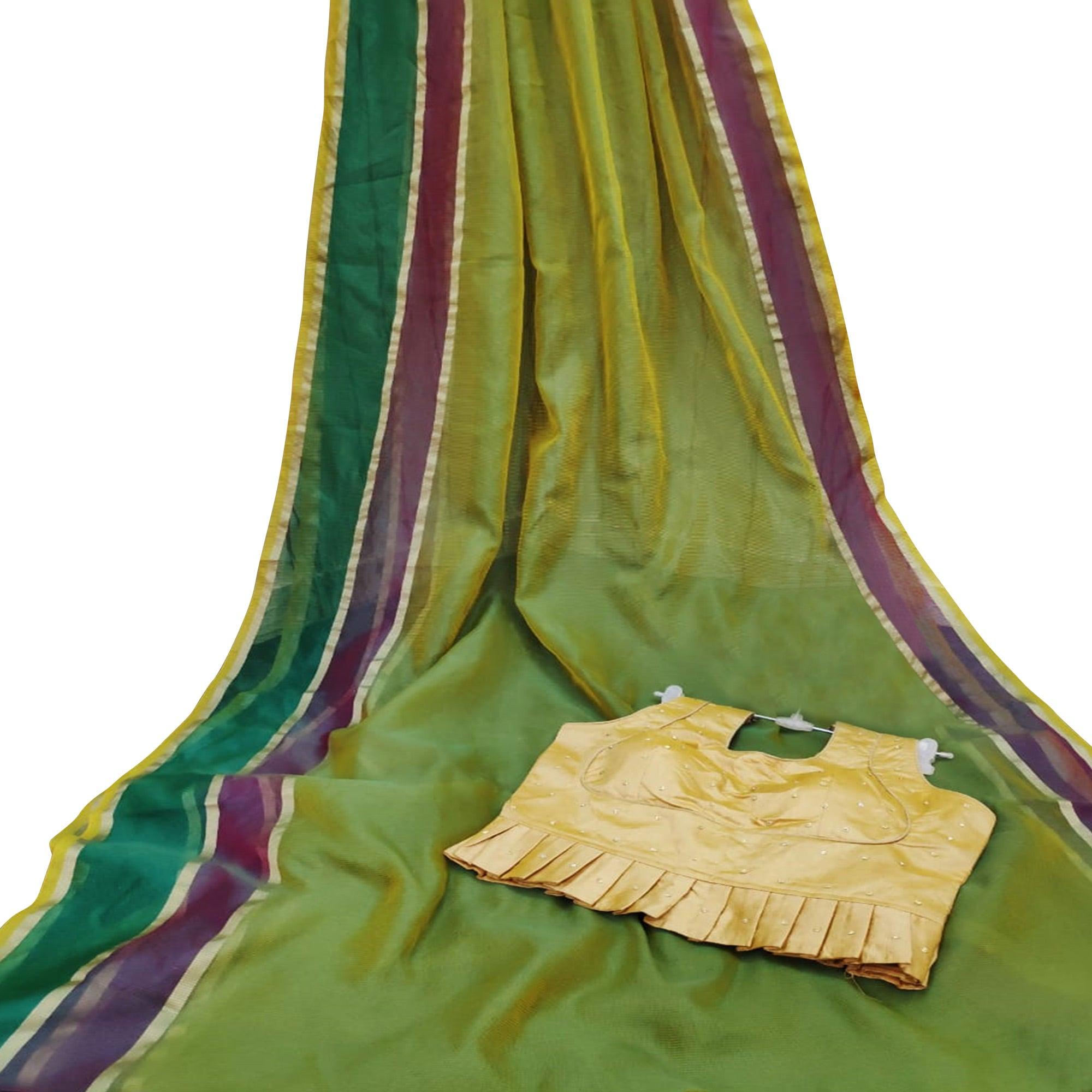 Capricious Green Colored Festive Wear Woven Silk Saree - Peachmode