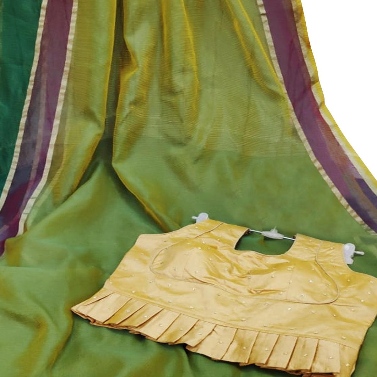 Capricious Green Colored Festive Wear Woven Silk Saree - Peachmode