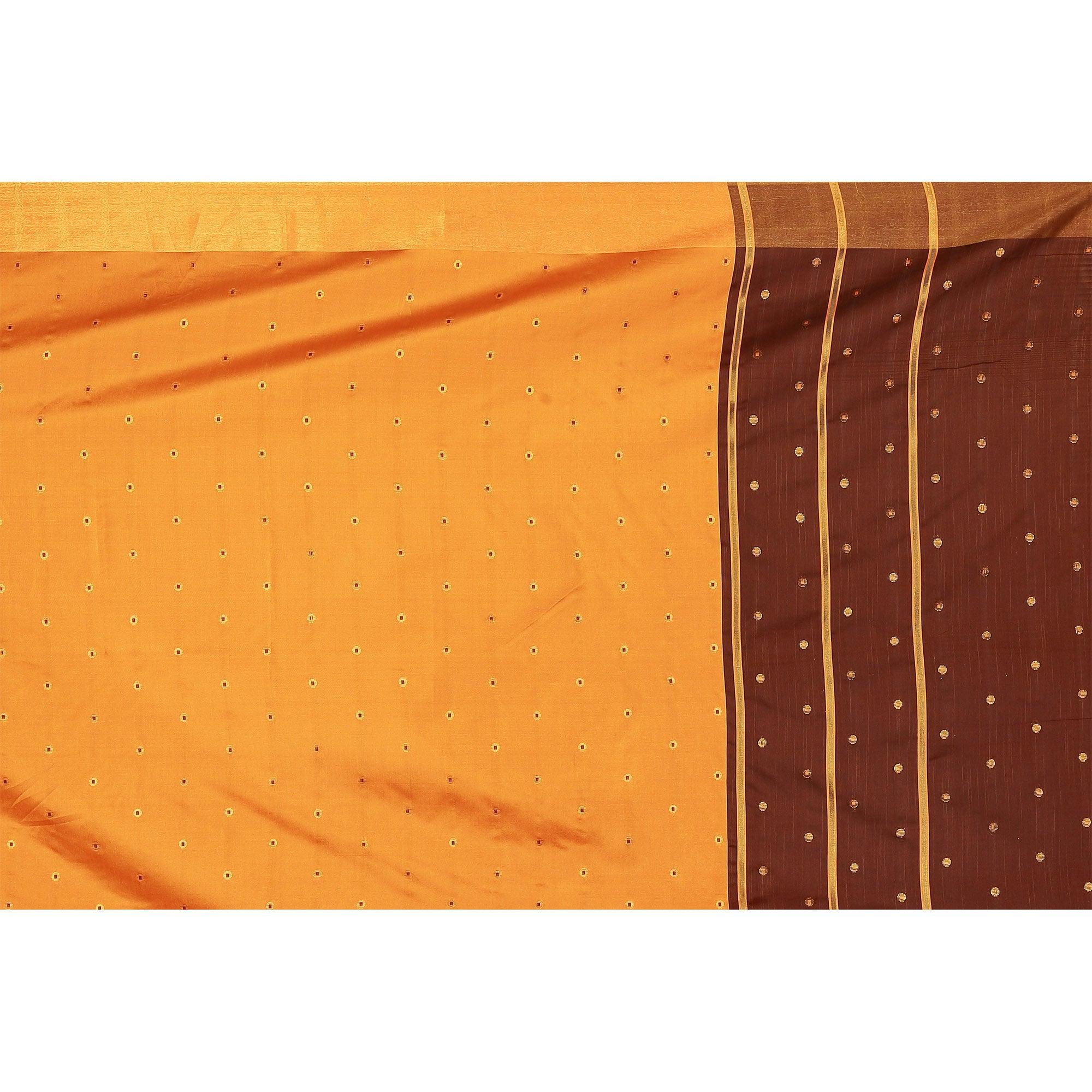 Capricious Light Orange Colored Festive Wear Woven Cotton Silk Saree - Peachmode