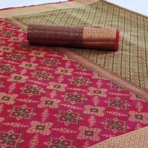 Capricious Pink Colored Festive Wear Woven Silk Saree - Peachmode