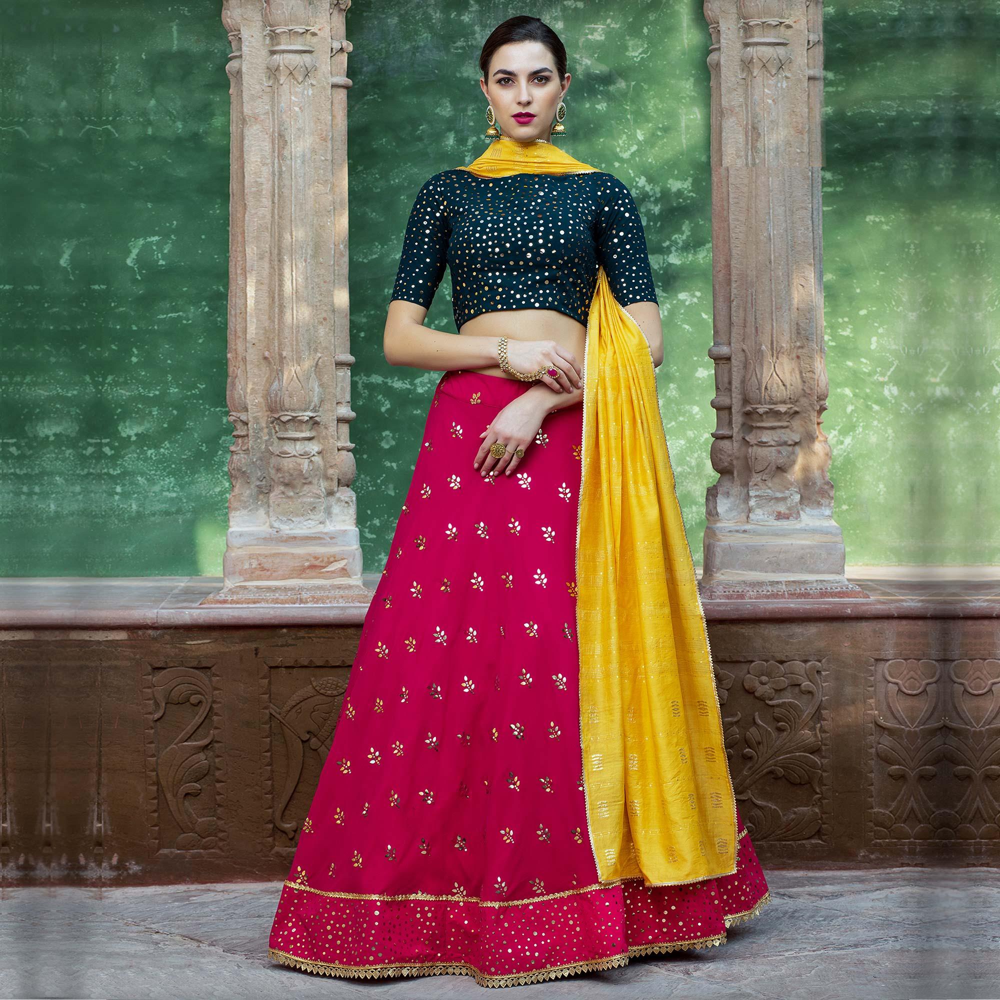 Capricious Raani Coloured Festive Wear Fancy Sequence Work Georgette Lehenga Choli - Peachmode