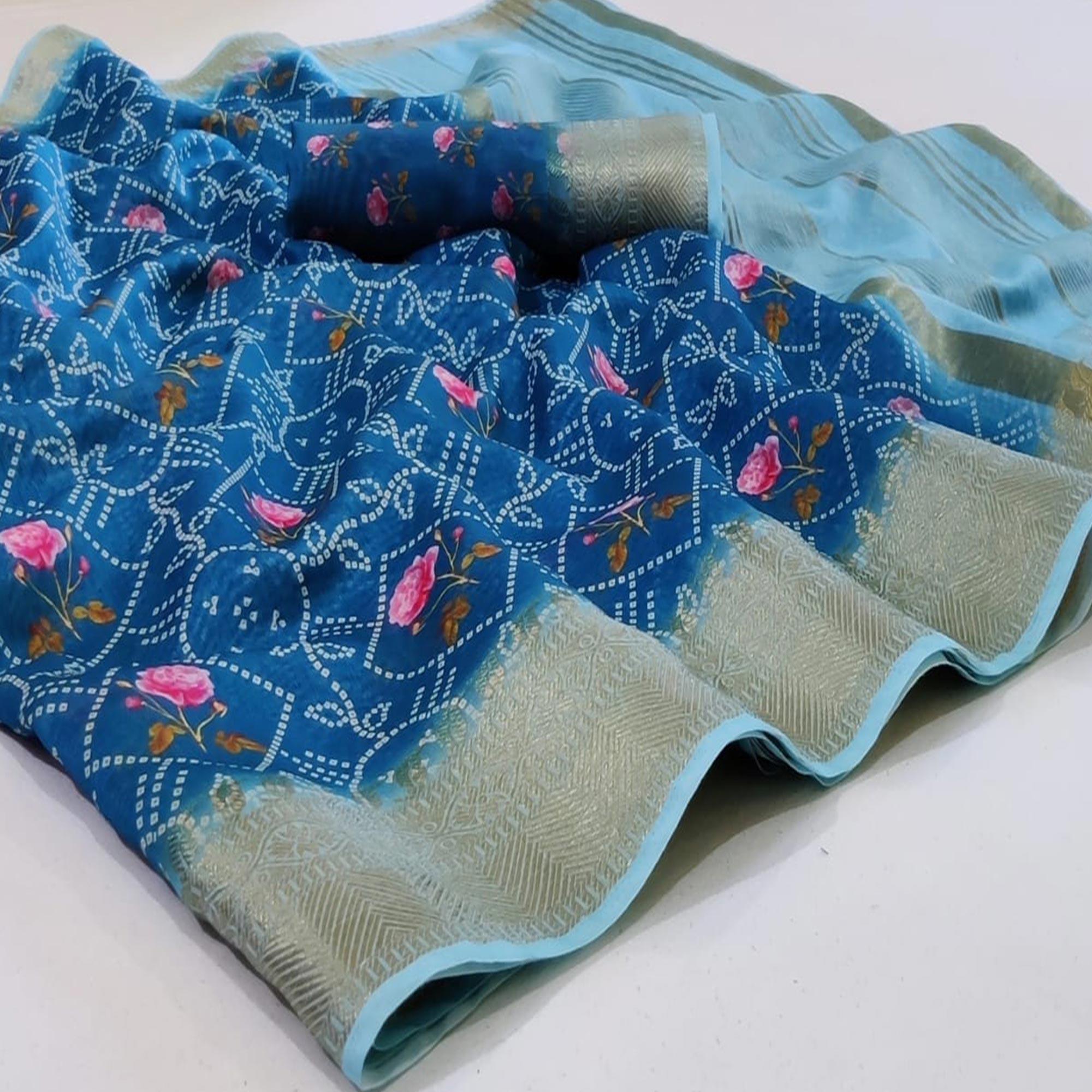 Capricious Turquoise Green Colored Festive Wear Woven Banarasi Silk Saree - Peachmode