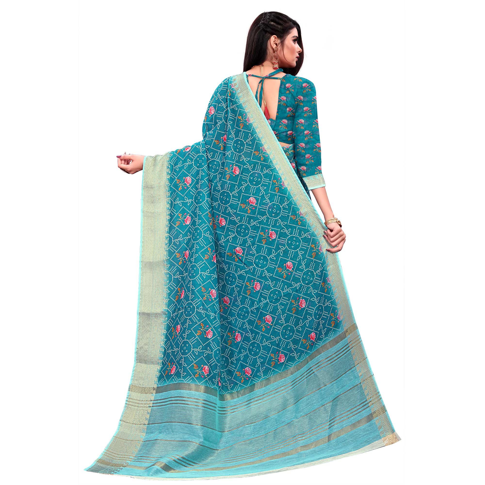 Capricious Turquoise Green Colored Festive Wear Woven Banarasi Silk Saree - Peachmode