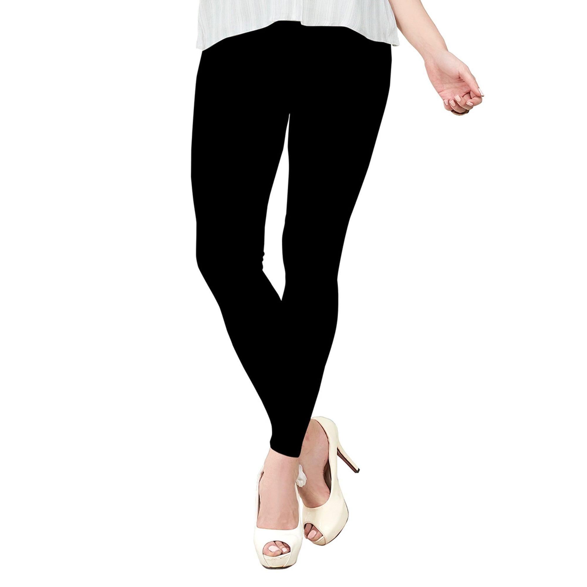 Captivating Black Colored Casual Wear Ankle Length Leggings - Peachmode