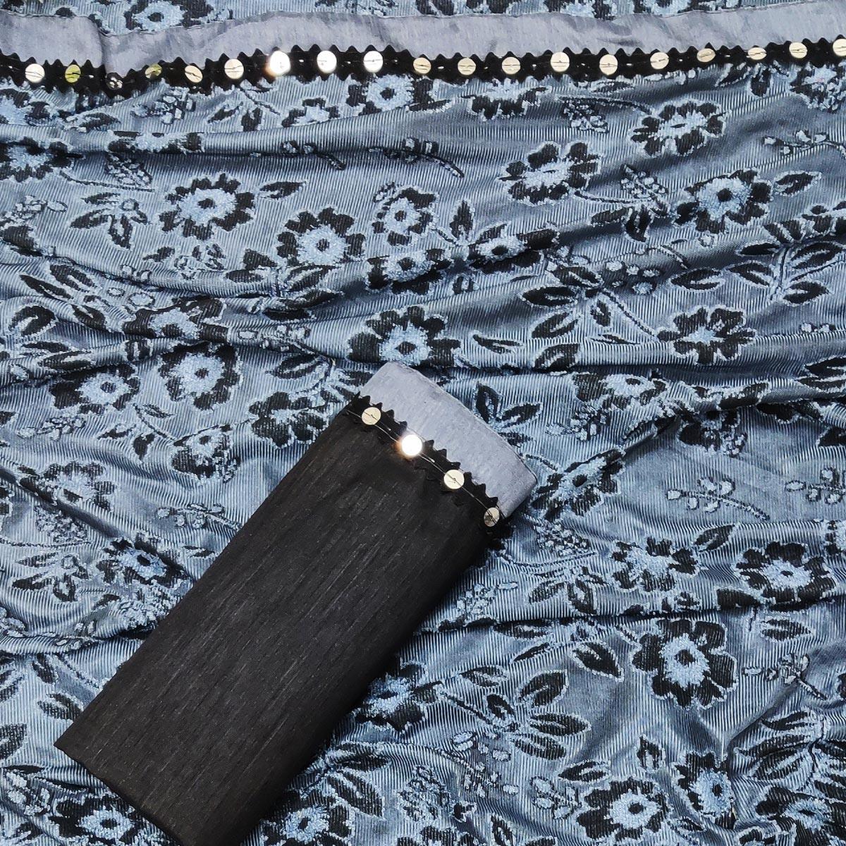 Captivating Grey Colored Festive Wear Floral Woven Art Silk Saree - Peachmode
