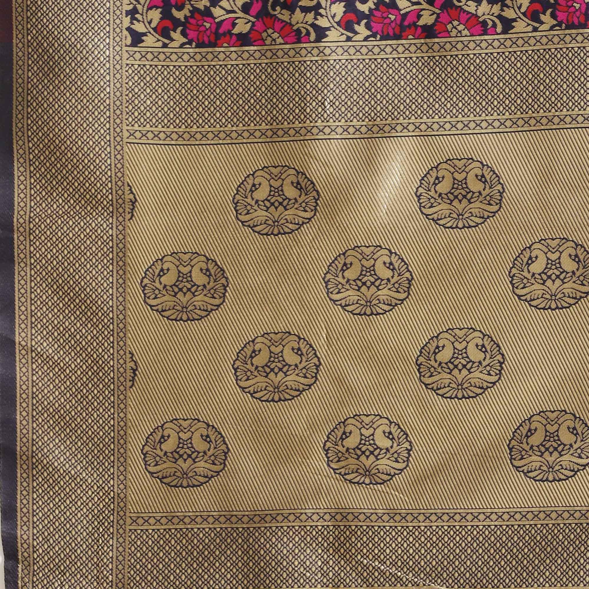 Captivating Navy Blue Colored Festive Wear Woven Silk Blend Saree - Peachmode