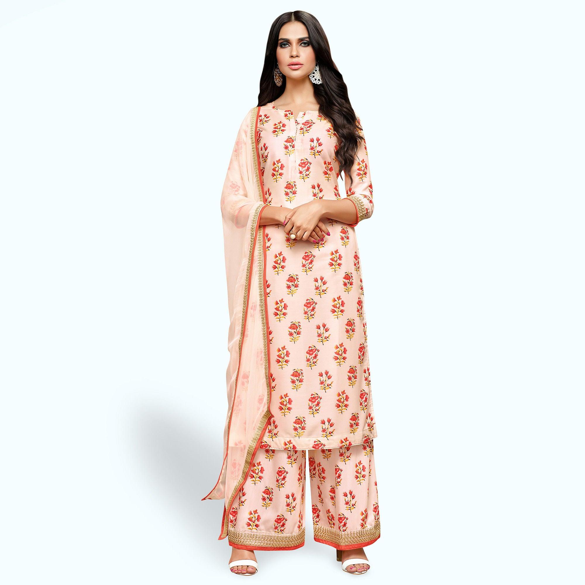 Captivating Pastel Pink Colored Party Wear Cotton Silk Salwar Suit - Peachmode