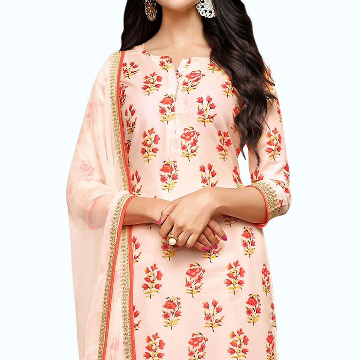Captivating Pastel Pink Colored Party Wear Cotton Silk Salwar Suit - Peachmode