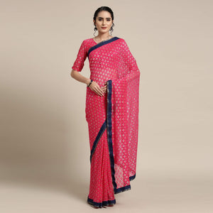 Captivating Pink Colored Partywear Net-Art Silk Saree - Peachmode