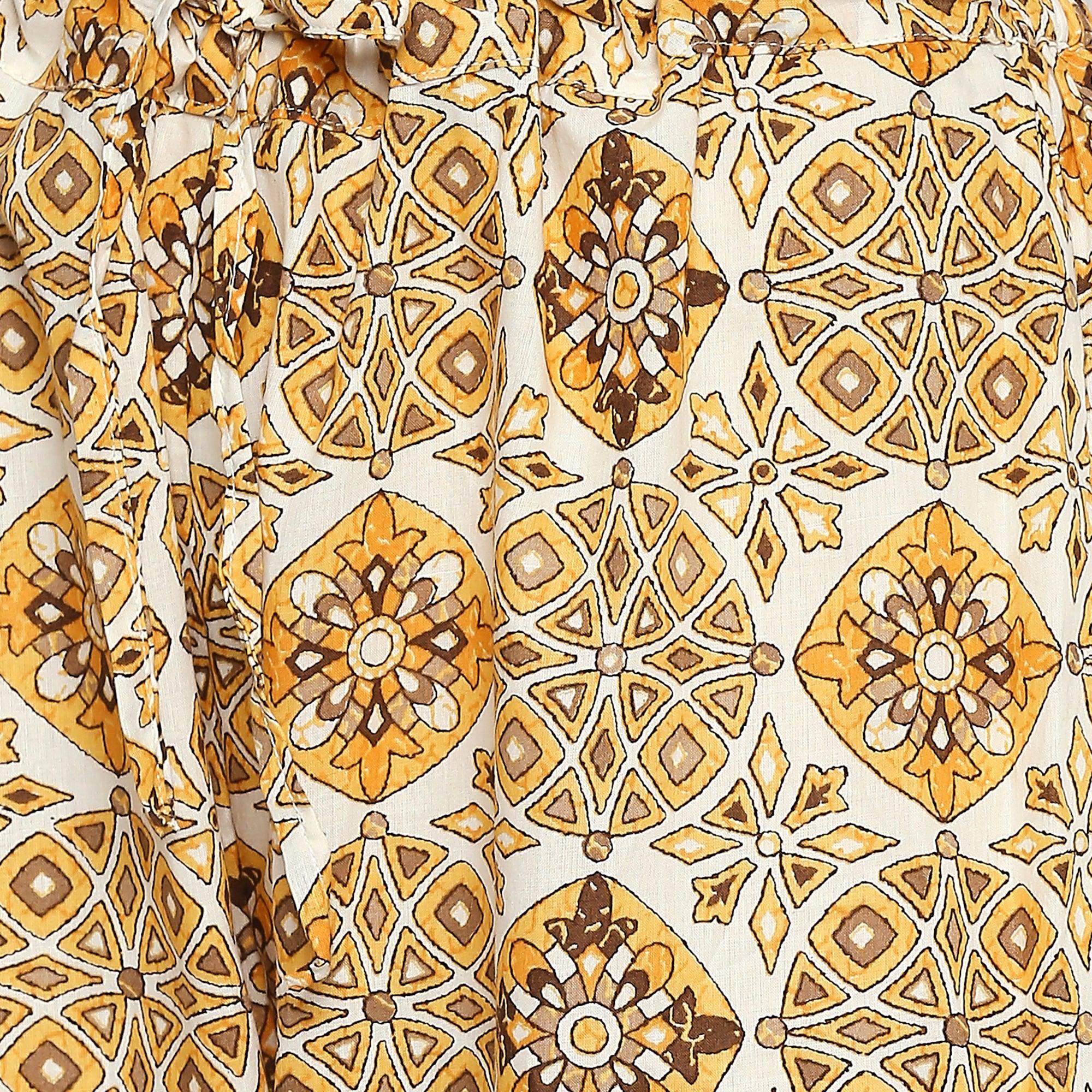 Captivating White Colored Casual Wear Printed Cotton Kurti-Palazzo Set - Peachmode