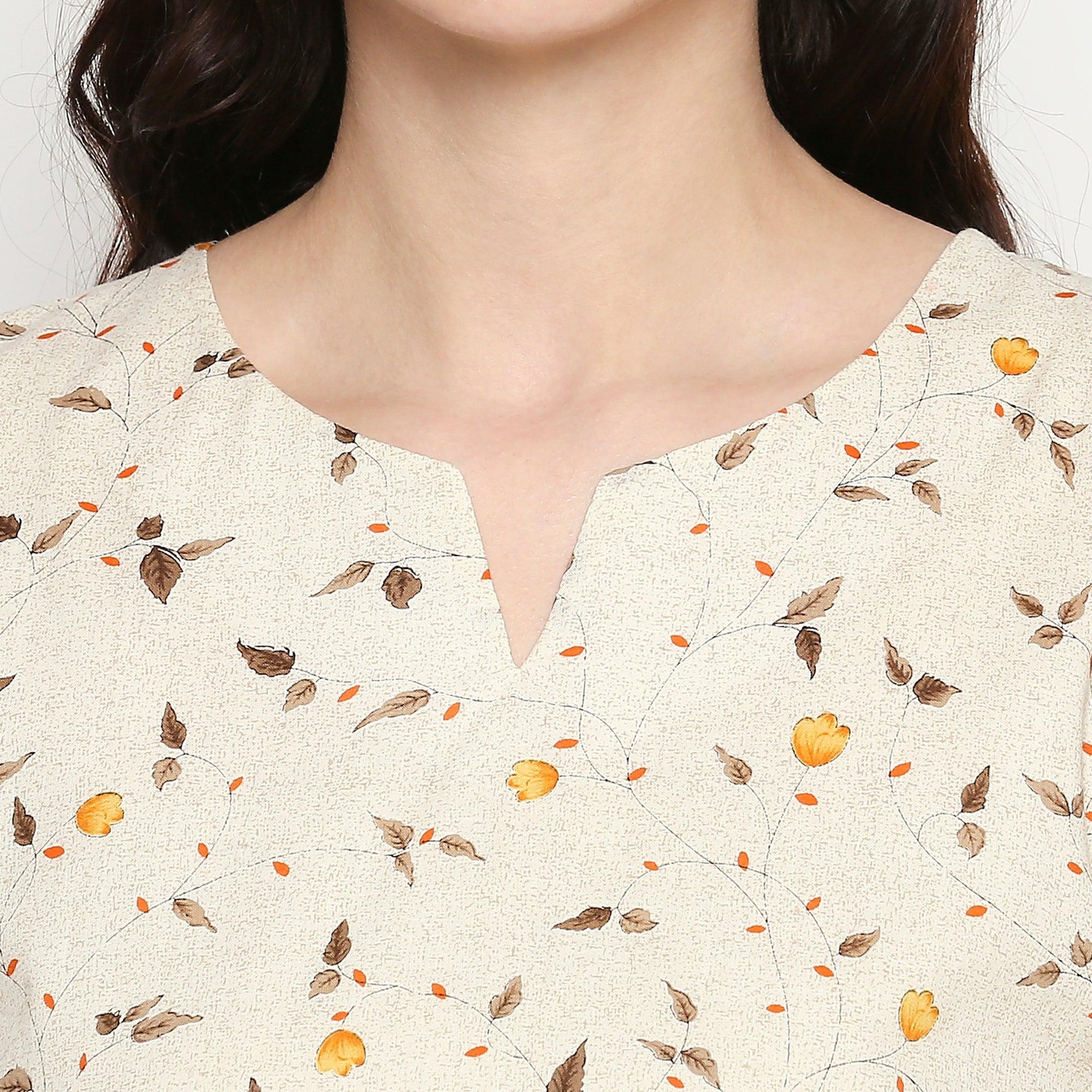 Captivating White Colored Casual Wear Printed Cotton Kurti-Palazzo Set - Peachmode