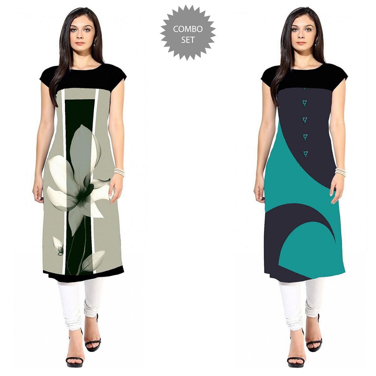 Casual Printed Crepe Kurti - Pack of 2 - Peachmode