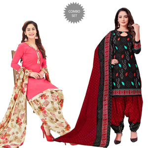 Casual Printed Leon Dress Material Pack Of 2 - Peachmode