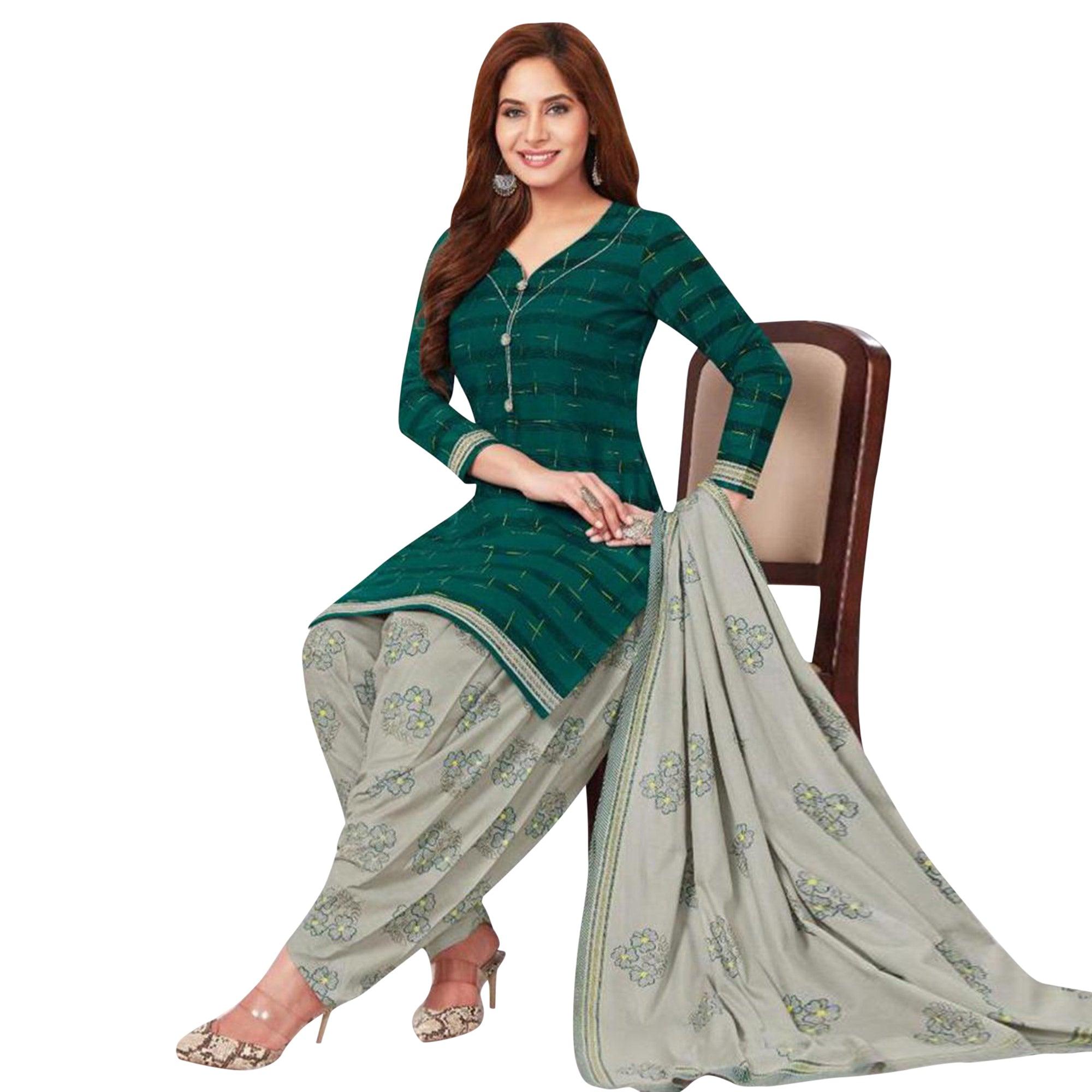 Casual Wear Printed Poly Crepe Dress Material - Pack Of 3 - Peachmode