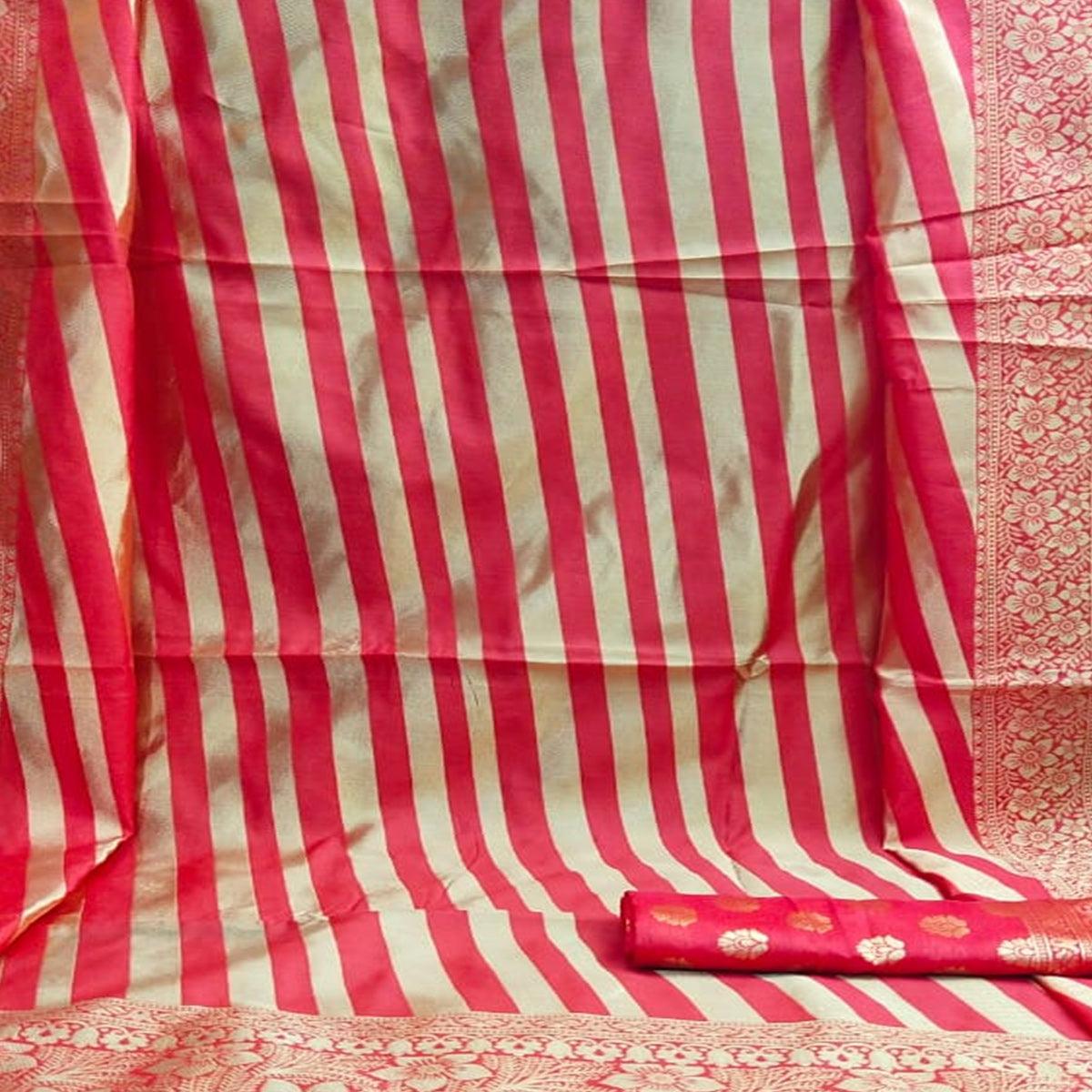 Charming Red Colored Festive Wear Woven Pure Heavy Banarasi Silk Saree - Peachmode