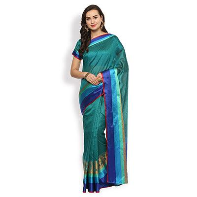Charming Turquoise Green Colored Festive Wear Cotton Weaving Saree - Peachmode